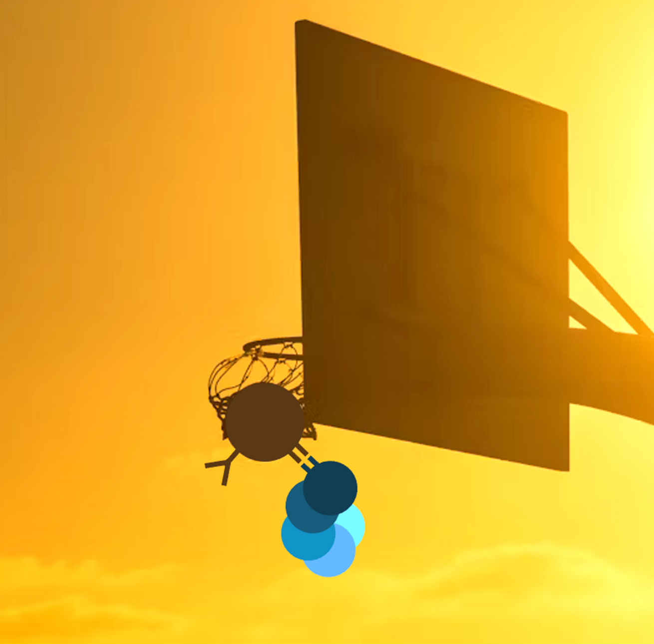An illustration representing B cells in a basketball hoop