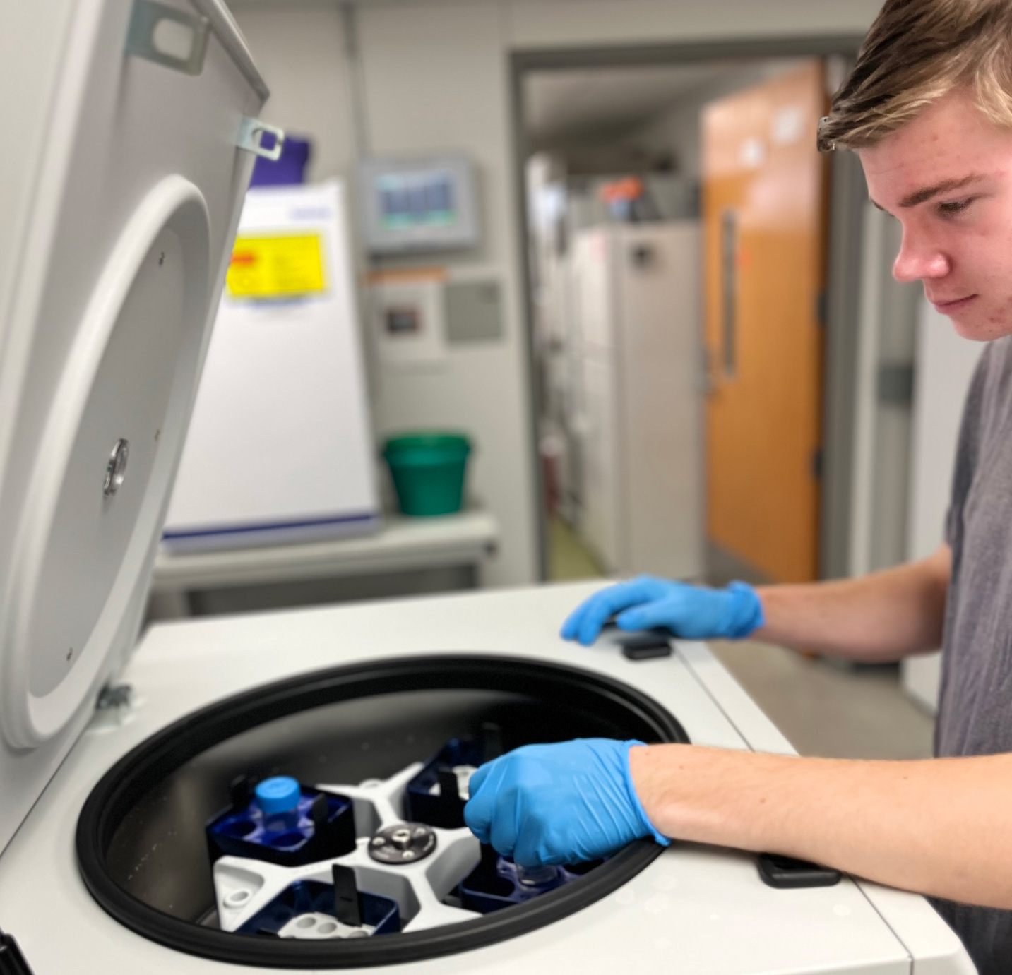 Miles using lab equipment