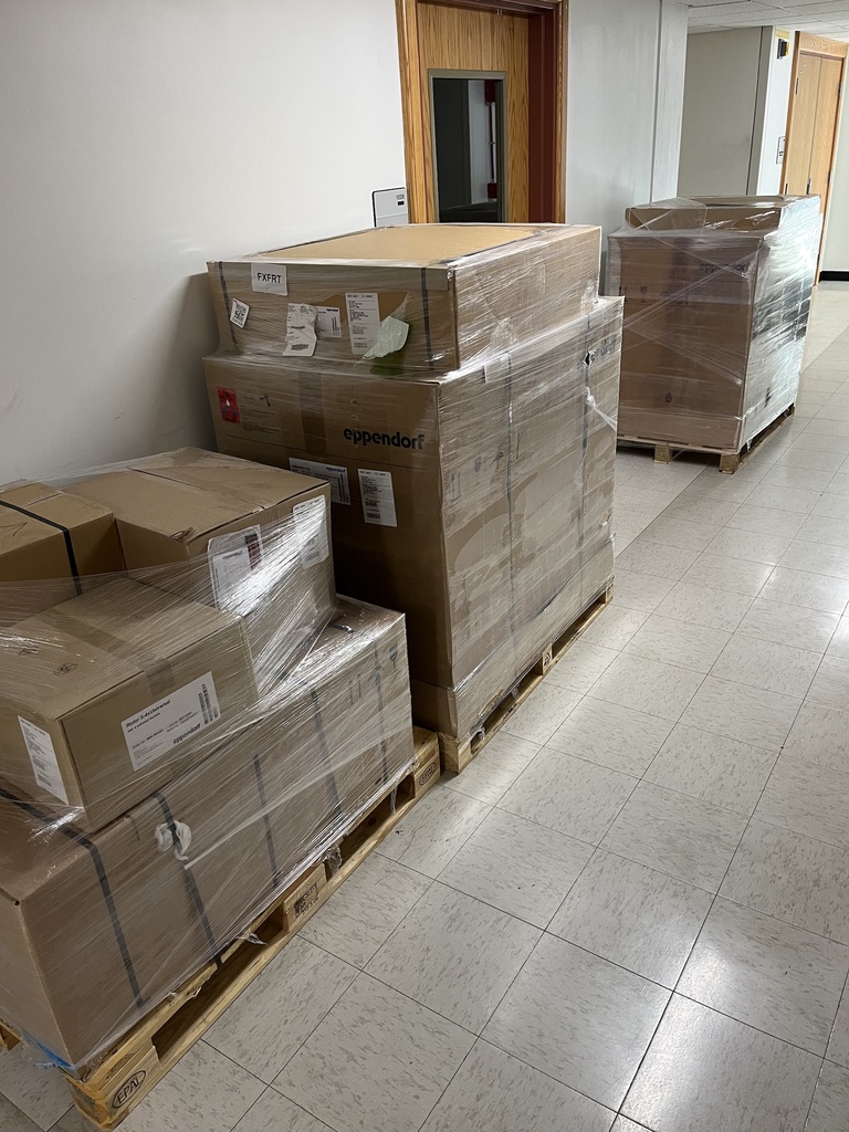 Laboratory equipment, ready to be unboxed