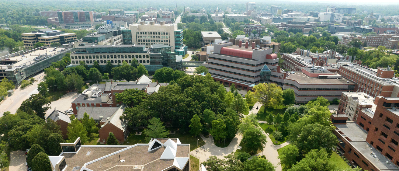 An aerial view of the College of Medicine campus
